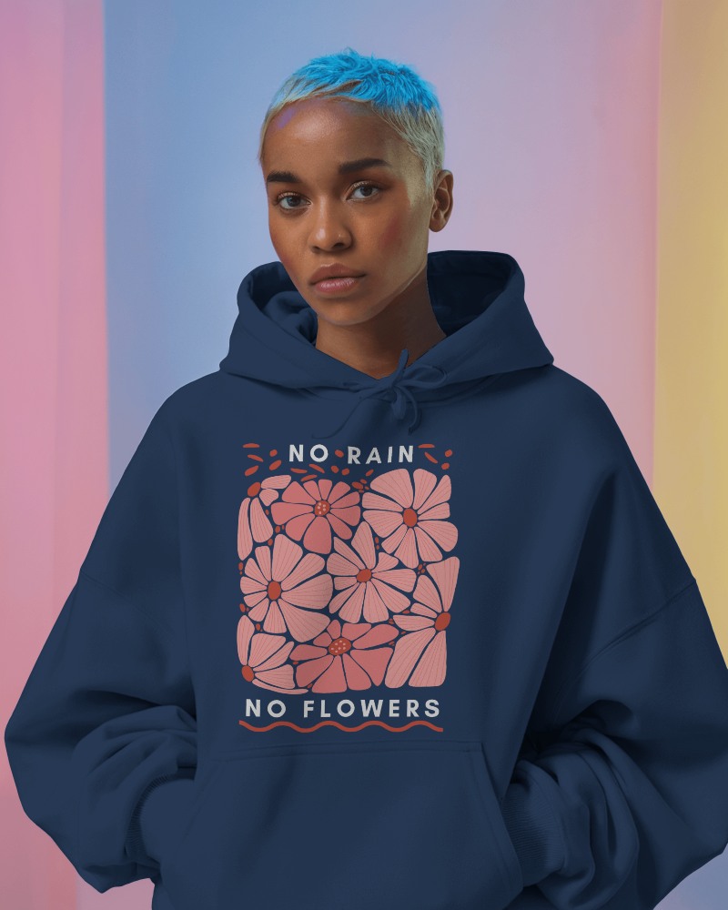 Bold Look Hoodie Mockup With Blue Hair In Studio