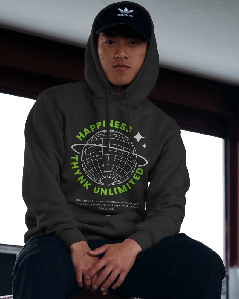 Hoodie Mockup Of Asian Man Posing For Camera