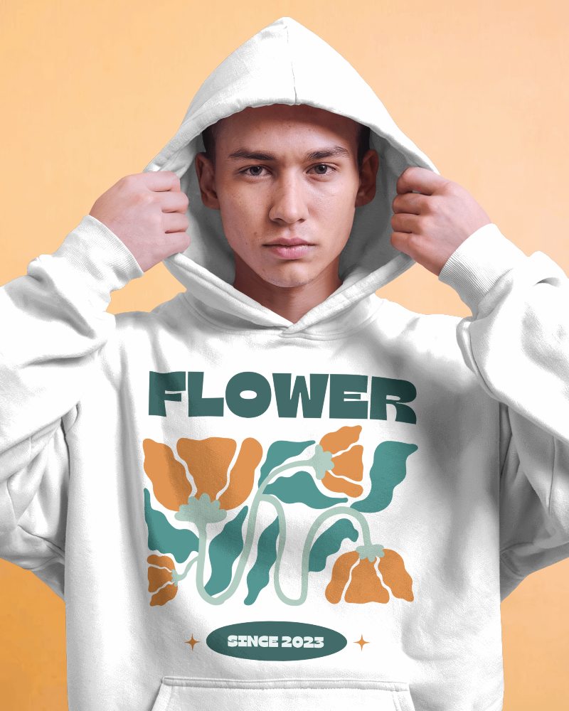 Hood Up Hoodie Mockup Against Orange Backdrop