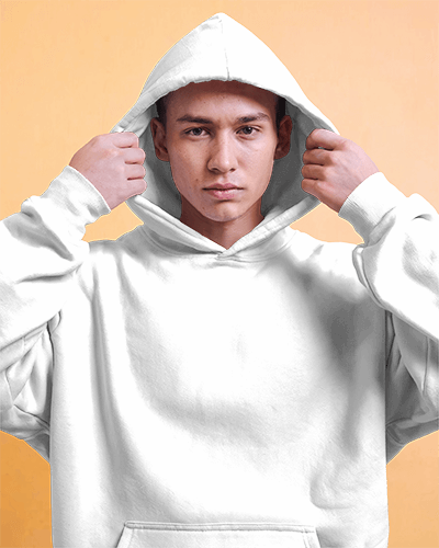 Hood Up Hoodie Mockup Against Orange Backdrop