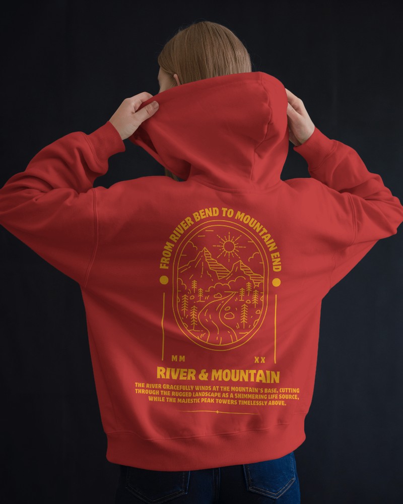 Rear View Hoodie Mockup With Hands On Head