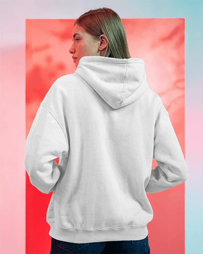 Vibrant Hoodie Back Mockup Against Red Wall