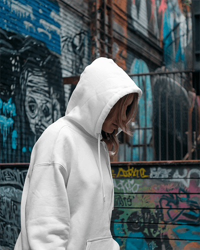 Gritty Outdoor Graffiti Hoodie Mockup In Cityscape With Urban Street Art
