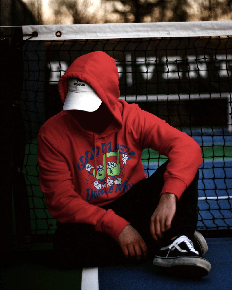 Men Hoodie Mockup In A Tennis Court