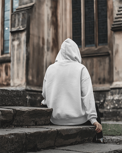 Stone Steps Hoodie Mockup In Historic Urban Setting With Vintage Feel