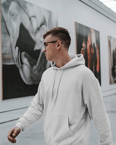 Contemporary Gallery Hoodie Mockup With Artistic Backdrop And Gallery Vibe