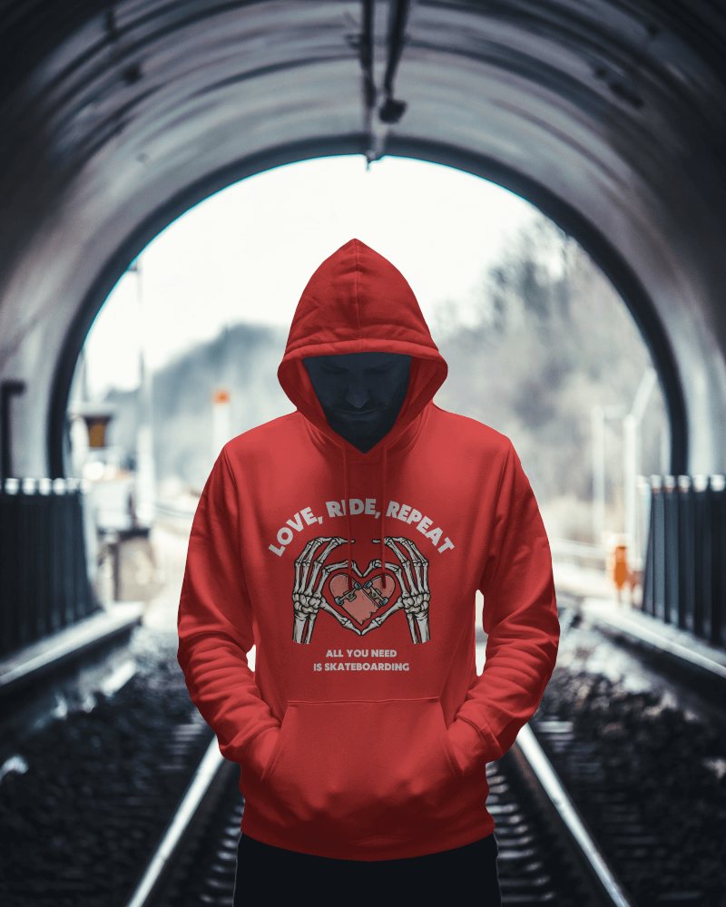 Urban Hoodie Mockup With Cyclist In Dark Alleyway For Sporty And Street Style