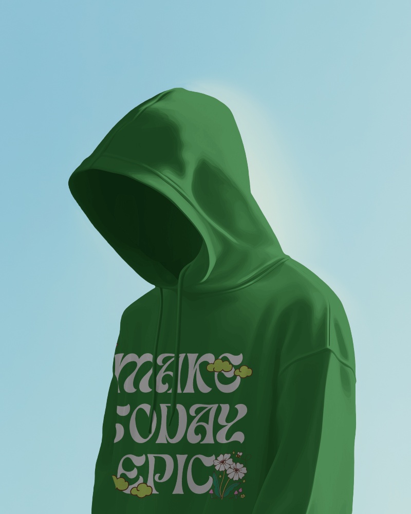 Subtle Side Profile Hoodie Mockup Against Gradient Background With Soft Light
