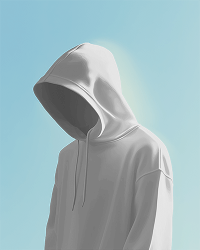 Subtle Side Profile Hoodie Mockup Against Gradient Background With Soft Light