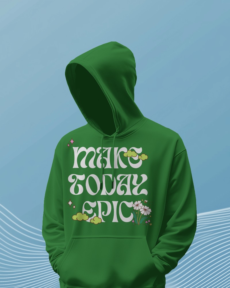 Minimalist Hoodie Mockup With Soft Wave Pattern Background For Modern Aesthetic