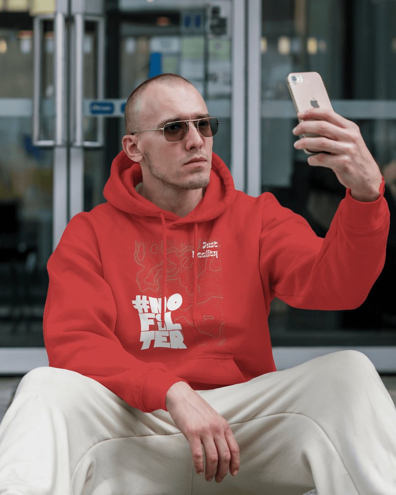 Model Seated On Urban Steps Or Bench Looking Relaxed With Casual Posture Surrounded By Elements Of A Cityscape Hoodie Mockup