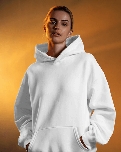 Hood Up Hoodie Mockup Nighttime Outdoor Look With Deep Green Backdrop