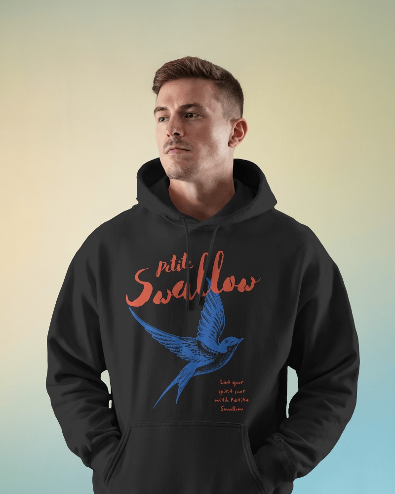 Young Man Hoodie Mockup Casual Pose With Soft Gradient Background