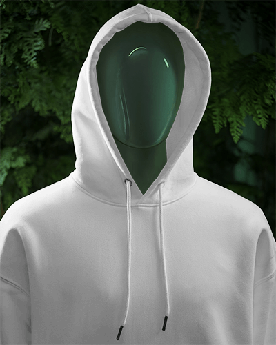 Futuristic Mannequin Hoodie Mockup Green Nature Background