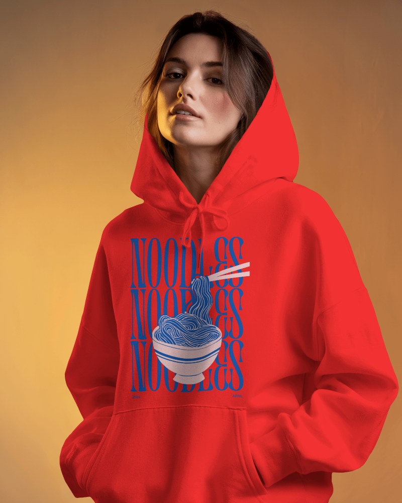 Profile Hoodie Mockup On Model With Deep Violet Light