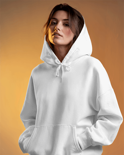 Profile Hoodie Mockup On Model With Deep Violet Light