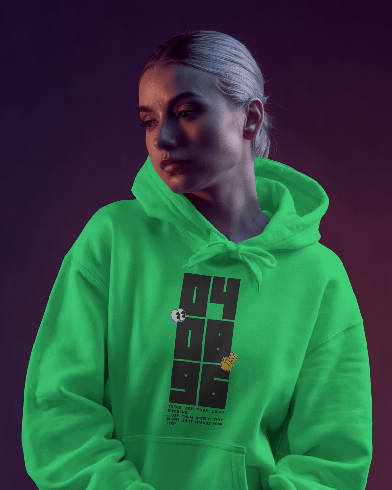 Portrait Hoodie Mockup On Model With Warm Gradient