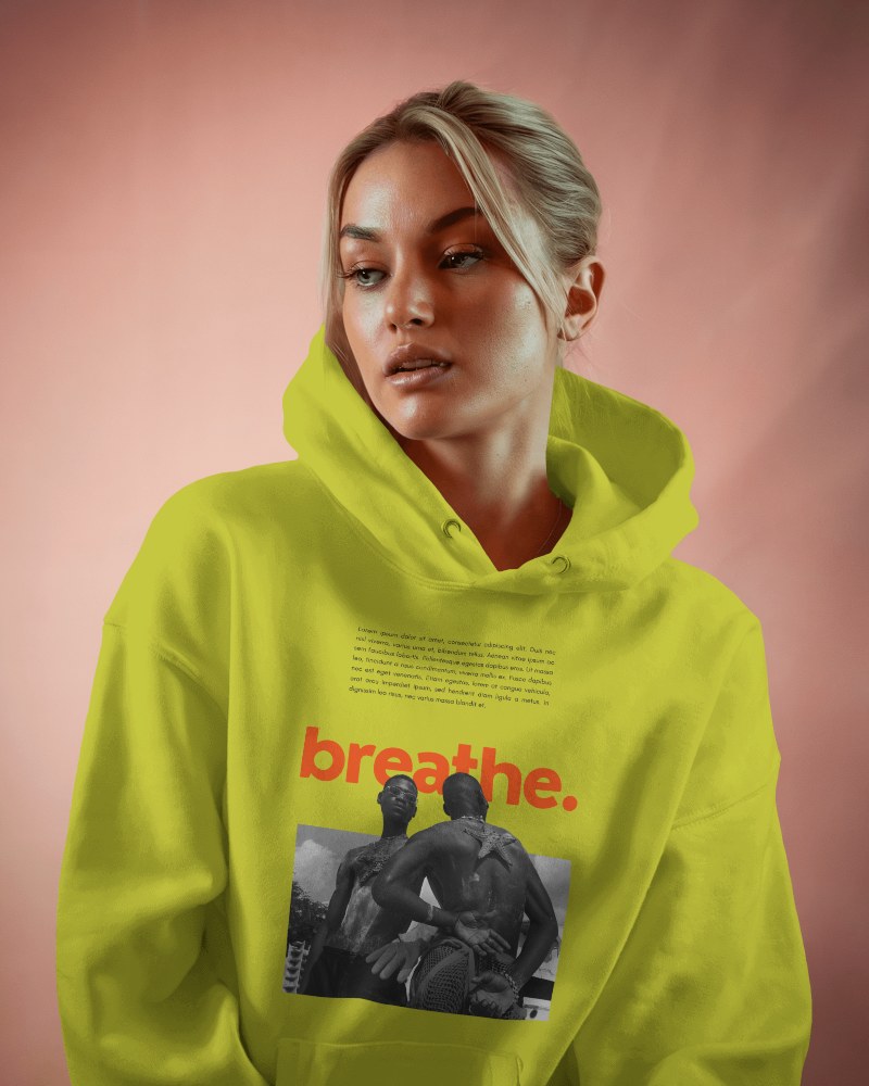 Realistic Hoodie Mockup On Model With Soft Lighting 