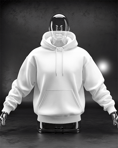 Hoodie Mockup On Chrome Mannequin With Dark Background Futuristic And Bold Look
