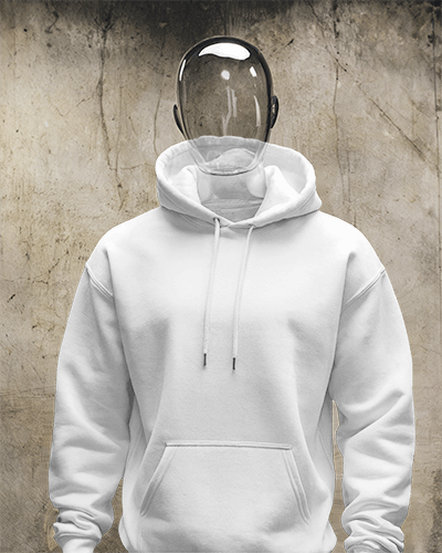 Hoodie Mockup On Transparent Mannequin Against Textured Wall Edgy And Industrial Vibe
