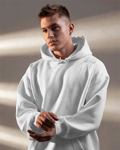 Sunlit Hoodie Mockup Male Model In Modern Interior With Soft Lighting
