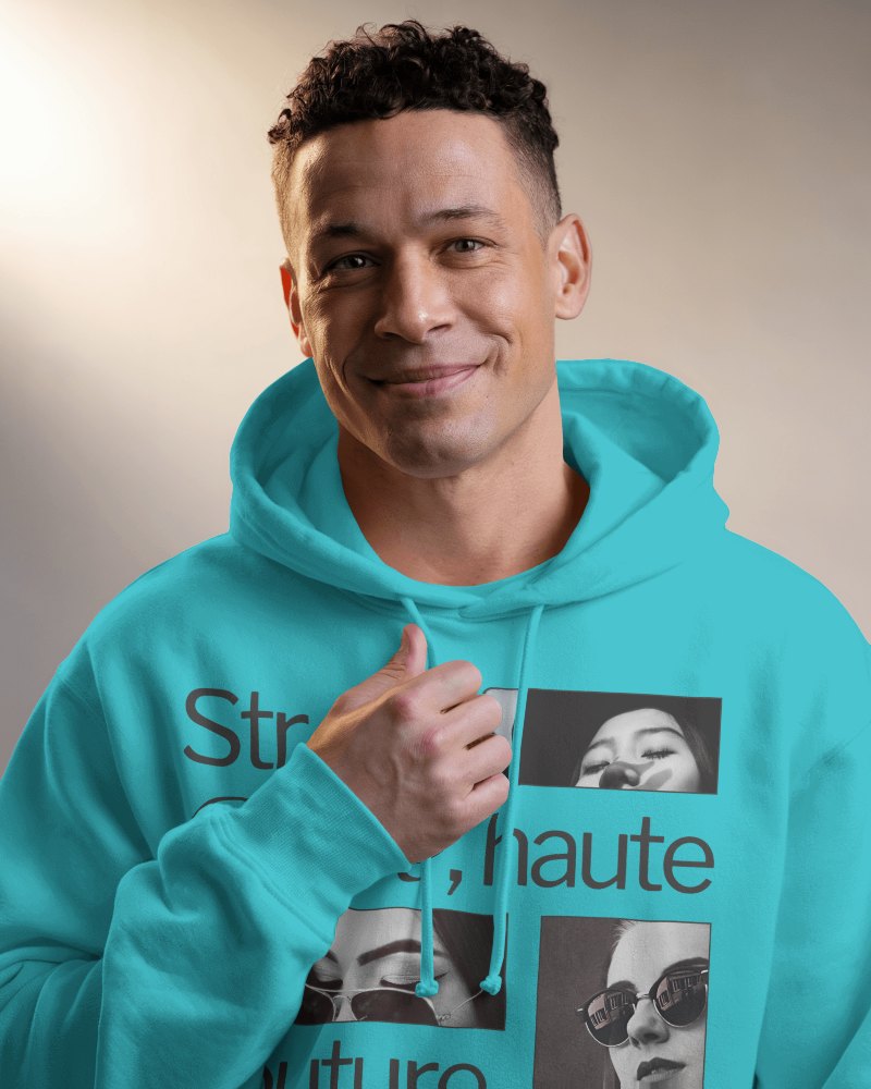 Hoodie Mockup Male Model Smiling In Soft Warm Lighting Approachable And Relaxed Style