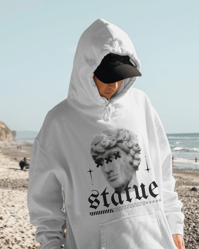 Hoodie Mockup Of A Man Standing On Beach
