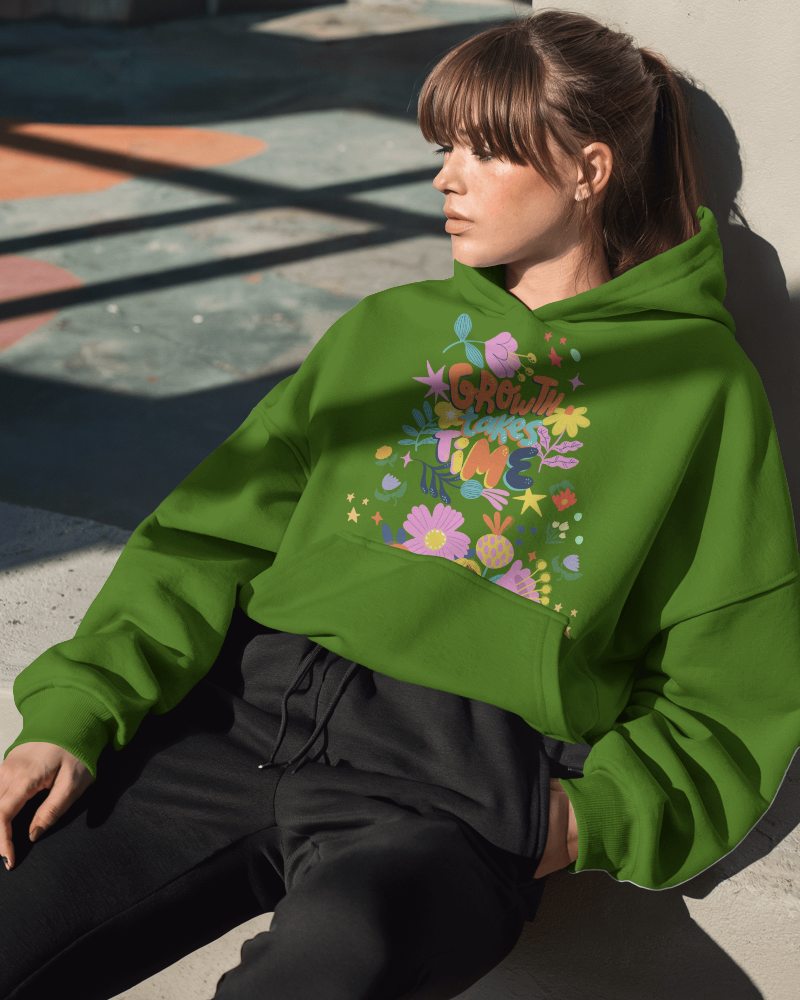 Outdoor Streetwear Hoodie Mockup Female Model In Casual Pose Under Natural Sunlight