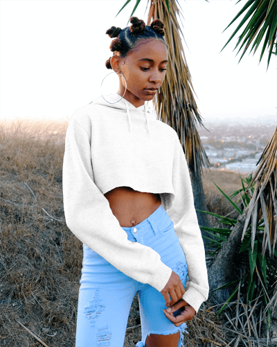 Crop Hoodie Mockup Of Woman In Garden