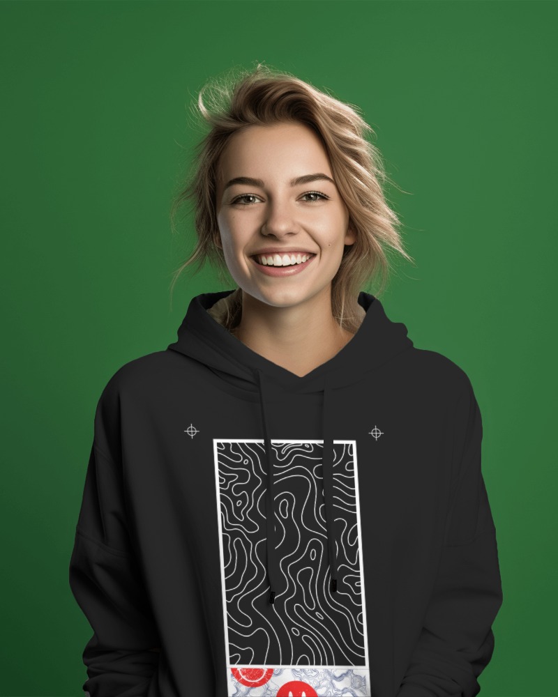 Ai Female Hoodie Mockup In Front Of Green Studio