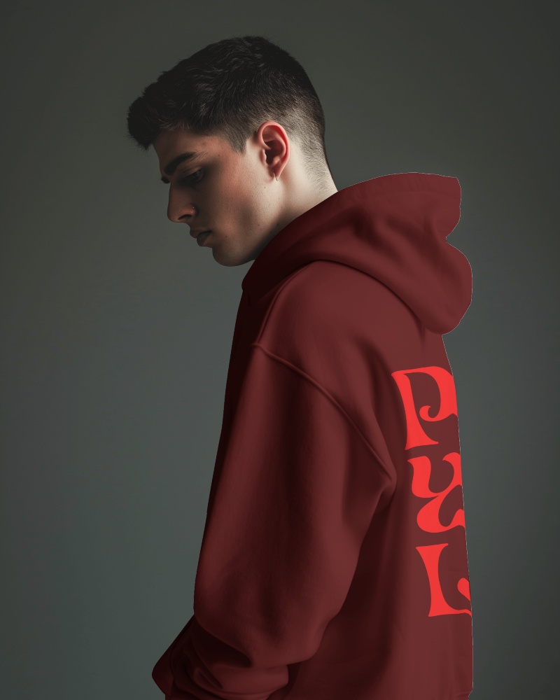 Side View Of Male Model Wearing Hoodie Mockup