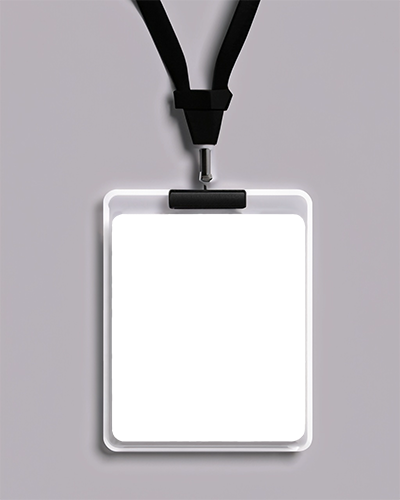 Id Card Mockup On Grey Background With Black Lanyard 013