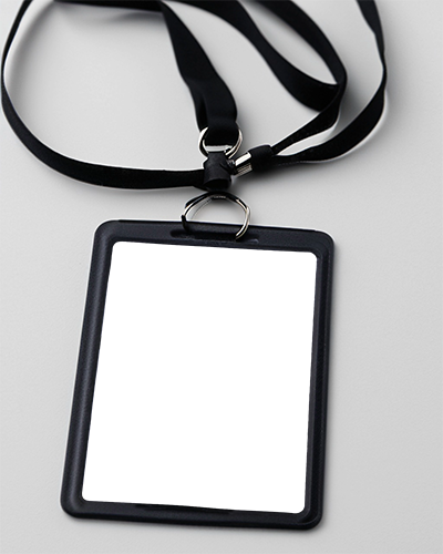 Id Card Mockup Single In Black Frame Lanyard Closeup 014