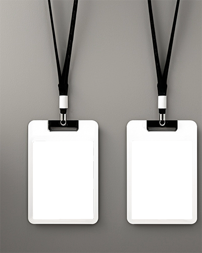 Id Card Mockup Dual On Grey Wall With Black Lanyards 018