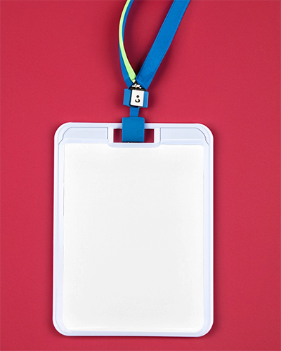 Id Card Mockup Single Lanyard Closeup On Smooth Surface 06