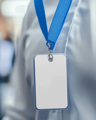 Professional Id Card Mockup Blue Lanyard On Business Attire For Corporate Events