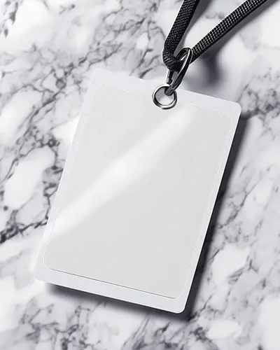 Elegant Business Id Card White And Black Badge For Corporate Events