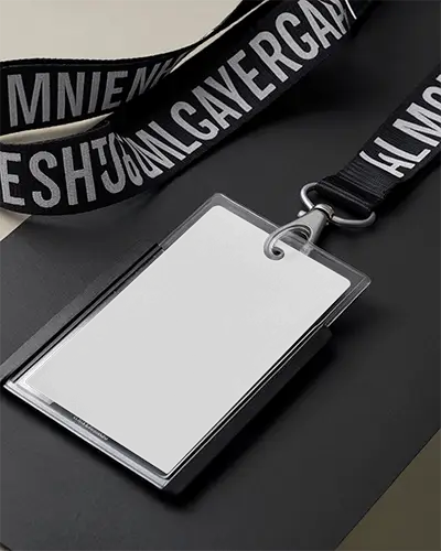 Realistic Id Card Mockup With Detachable Lanyard Professional Minimalist Design For Office And Events