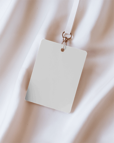 Soft Fabric Id Card Mockup White Lanyard On Gently Wrinkled Cloth Background Elegant And Minimalist 029