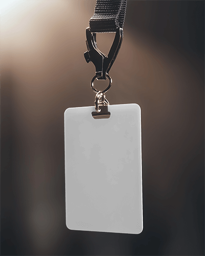 Floating Id Card Mockup With Black Lanyard In Warm Dramatic Lighting Soft Glow And Premium Look 075