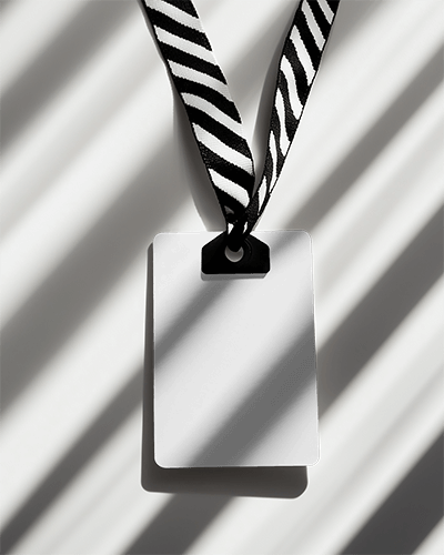 Zebra Lanyard Id Card Mockup Dramatic Light And Shadow Effect Minimalistic And Elegant Design 082