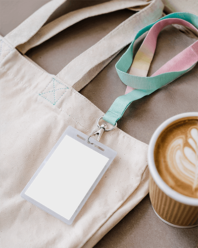 Cozy Cafe Id Card Mockup Male Model Holding Coffee Cup Warm And Relaxed Ambience 089