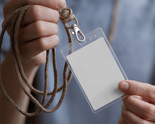 Close Up Id Card Mockup Male Model Holding Card With Firm Grip Professional And Crisp Presentation 092