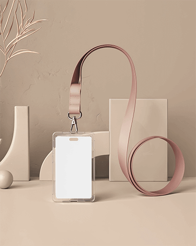 Casual Workplace Id Card Mockup Cream Background Simple And Approachable Vibe 094