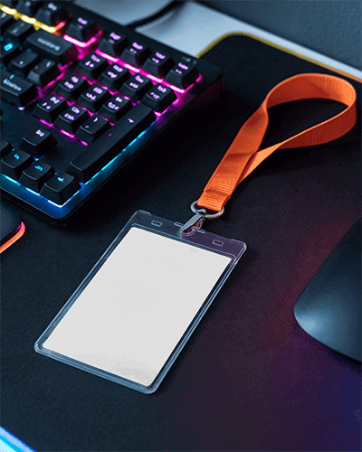 Corporate Office Id Card Mockup Keyboard Background Professional And Modern Workspace Setting 095