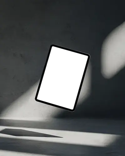Floating Ipad Air Mockup With Soft Shadows And Muted Concrete Background