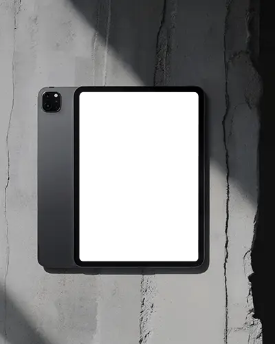Ipad Pro Display Mockup On Grunge Inspired Surface In Balanced Composition