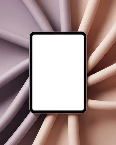 Minimal Ipad Mini Display Mockup Centered On Swirled Cloth Design In Studio Light