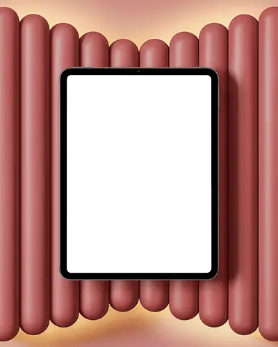 Ipad Air Mockup Front View On Soft Rounded Pillar Background With Golden Glow