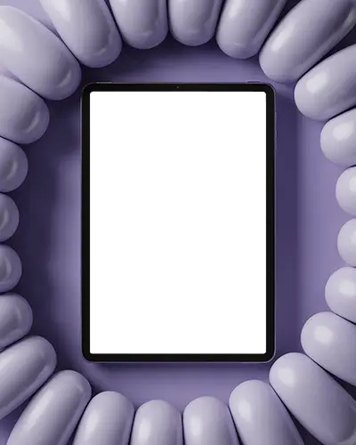 Premium Ipad Pro Mockup Enclosed In Smooth Purple Capsule Design 3d Backdrop